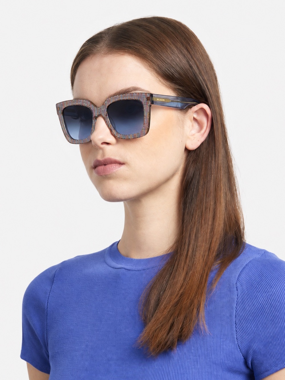 NWT Missoni Oversized Glitter Square Sunglasses Blue Gradient MIS 0126/S